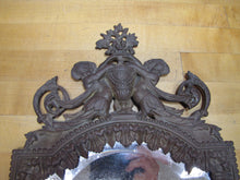 Load image into Gallery viewer, Antique Bronze Cherubs Urn Victorian Decorative Arts Bevel Edge Mirror
