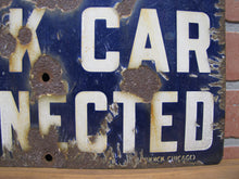 Load image into Gallery viewer, STOP TANK CAR CONNECTED Old Porcelain Railroad Train RR Ad Sign BURDICK CHICAGO Safety Advertising
