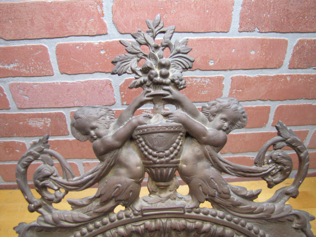 Antique Bronze Cherubs Urn Victorian Decorative Arts Bevel Edge Mirror
