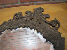 Load image into Gallery viewer, Antique Bronze Cherubs Urn Victorian Decorative Arts Bevel Edge Mirror
