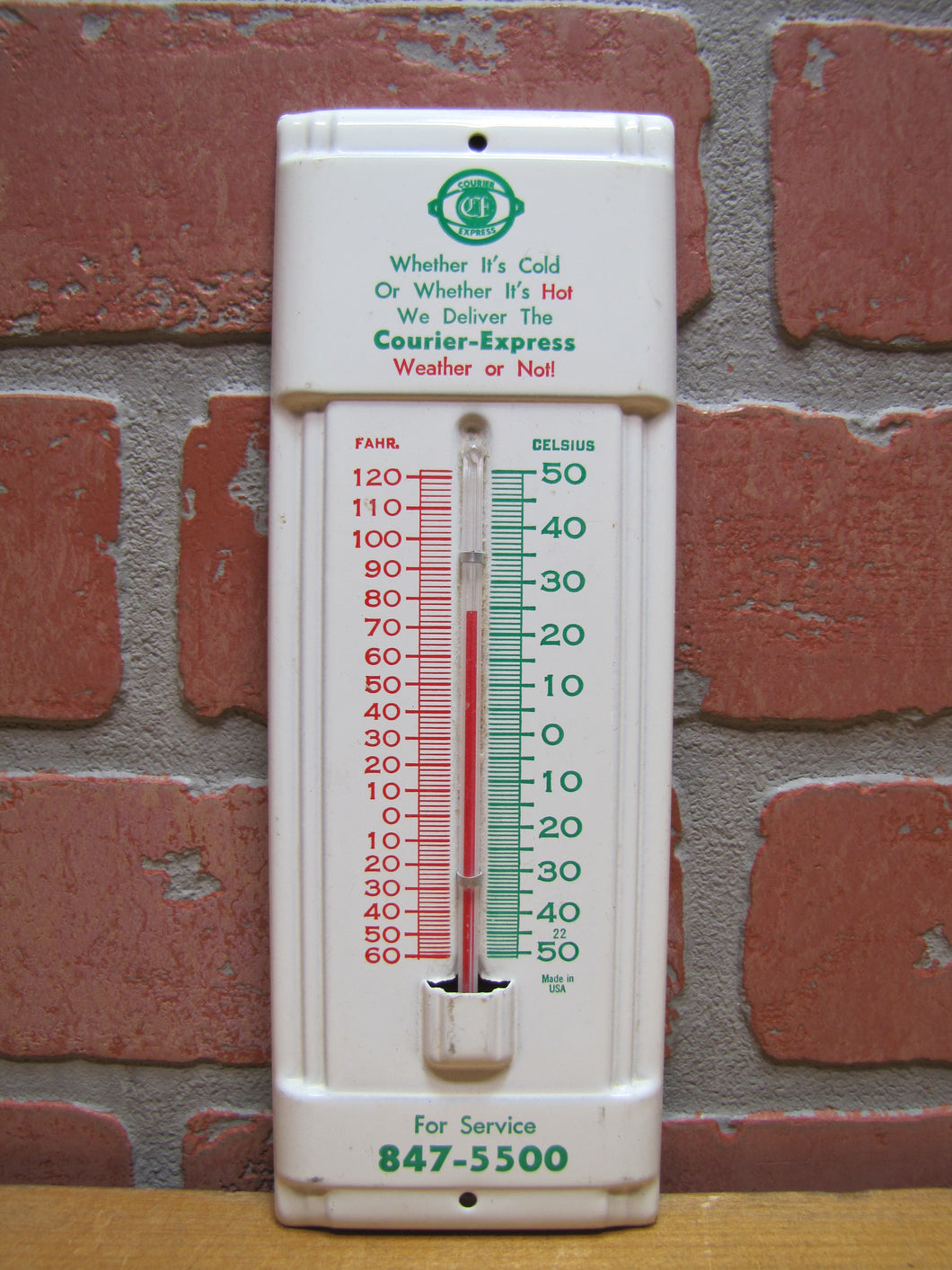 COURIER-EXPRESS Vintage Metal Newspaper Advertising Thermometer Sign BUFFALO NY
