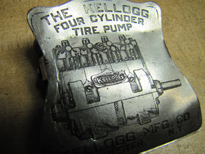 KELLOGG 4 CYLINDER TIRE PUMP Old Gas Station Repair Shop Advertising Paperclip