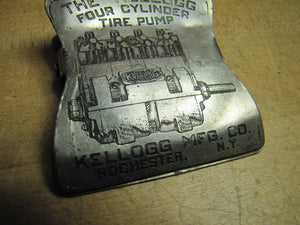 KELLOGG 4 CYLINDER TIRE PUMP Old Gas Station Repair Shop Advertising Paperclip