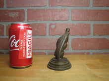 Load image into Gallery viewer, EAGLE Antique Cast Iron Spread Winged Paperweight Statue Tiered Base Old Gold Paint
