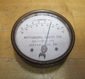 PITTSBURG TRUST Co PITTSBURGH PA Old Advertising Thermometer Sign Standard Thermometer Boston Mass Made in USA