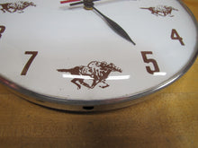 Load image into Gallery viewer, STANLEY PENN HAY &amp; GRAIN Vintage Advertising Clock Bowed Glass RIDER RACE HORSE
