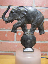 Load image into Gallery viewer, CIRCUS ELEPHANT ON BALL Art Deco Budoir Tiered Pink Glass Lamp Light Figural Topper
