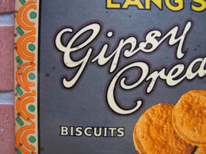 MACFARLANE LANG'S GIPSY CREAM BISCUITS Anique Advertising Sign TOC Diner Country Store Ad