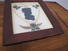 Load image into Gallery viewer, TO THE MEMORY OF A DEAREST FRIEND Antique Folk Art Funeral In Memorium Memorial Plaque Rememberance Art Embroidery Side View Ladies Bust Flowers Rose Heart
