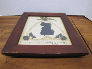 TO THE MEMORY OF A DEAREST FRIEND Antique Folk Art Funeral In Memorium Memorial Plaque Rememberance Art Embroidery Side View Ladies Bust Flowers Rose Heart
