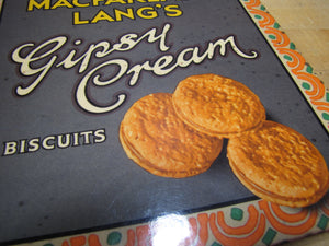MACFARLANE LANG'S GIPSY CREAM BISCUITS Anique Advertising Sign TOC Diner Country Store Ad