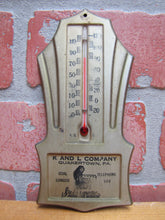 Load image into Gallery viewer, K AND L COMPANY QUAKERTOWN PA COAL LUMBER Old Thermometer STOKERMATIC ANTHRACITE
