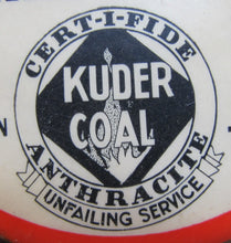 Load image into Gallery viewer, KUDER COAL ANTHRACITE BUILDING SUPPLIES Old Celluloid Advertising Thermometer THERMO-SCOPE
