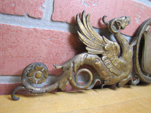 Load image into Gallery viewer, WINGED SERPENTS GRIFFIN MONSTERS BEASTS Antique Ornate Brass Decorative Arts Hardware Element
