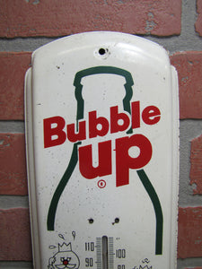BUBBLE UP Orig Old Advertising Thermometer Sign Made in USA kiss of lemon lime