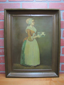 LA BELLE CHOCOLATIERE WALTER BAKER & Co Antique Tin Self Framed Advertising Sign CHOCOLATE