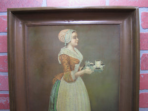 LA BELLE CHOCOLATIERE WALTER BAKER & Co Antique Tin Self Framed Advertising Sign CHOCOLATE