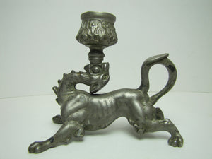 Antique Beast Monster Chamberstick Candlestick Meriden Co Silver Plate Figural Decorative Arts Candle Holder