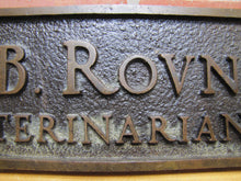 Load image into Gallery viewer, Dr B ROVNER VETERINARIAN Old Embossed Brass Bronze Desk Top Counter Plaque Doctor Sign
