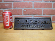 Load image into Gallery viewer, Dr B ROVNER VETERINARIAN Old Embossed Brass Bronze Desk Top Counter Plaque Doctor Sign
