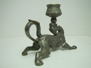 Antique Beast Monster Chamberstick Candlestick Meriden Co Silver Plate Figural Decorative Arts Candle Holder