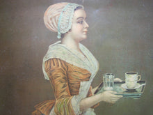 Load image into Gallery viewer, LA BELLE CHOCOLATIERE WALTER BAKER &amp; Co Antique Tin Self Framed Advertising Sign CHOCOLATE
