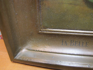 LA BELLE CHOCOLATIERE WALTER BAKER & Co Antique Tin Self Framed Advertising Sign CHOCOLATE