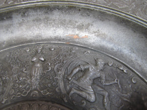 Antique Mythological Characters Scenes Decorative Arts High Relief Metal Charger Plaque Grand Tour Design Style Ornate