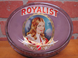 ROYALIST Antique CIGAR Advertising Glass Change Receiver Tray Sign Store Display BRUNHOFF MFG CINCINNATI OHIO