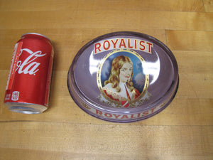 ROYALIST Antique CIGAR Advertising Glass Change Receiver Tray Sign Store Display BRUNHOFF MFG CINCINNATI OHIO