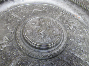 Antique Mythological Characters Scenes Decorative Arts High Relief Metal Charger Plaque Grand Tour Design Style Ornate