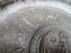 Antique Mythological Characters Scenes Decorative Arts High Relief Metal Charger Plaque Grand Tour Design Style Ornate