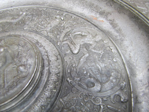 Antique Mythological Characters Scenes Decorative Arts High Relief Metal Charger Plaque Grand Tour Design Style Ornate