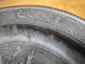 Antique Mythological Characters Scenes Decorative Arts High Relief Metal Charger Plaque Grand Tour Design Style Ornate