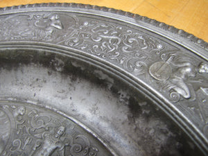 Antique Mythological Characters Scenes Decorative Arts High Relief Metal Charger Plaque Grand Tour Design Style Ornate