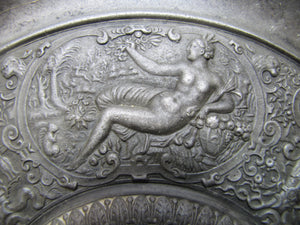 Antique Mythological Characters Scenes Decorative Arts High Relief Metal Charger Plaque Grand Tour Design Style Ornate
