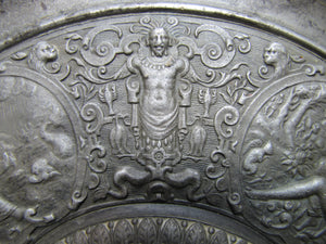 Antique Mythological Characters Scenes Decorative Arts High Relief Metal Charger Plaque Grand Tour Design Style Ornate