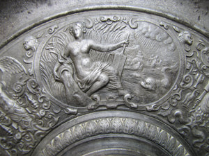 Antique Mythological Characters Scenes Decorative Arts High Relief Metal Charger Plaque Grand Tour Design Style Ornate