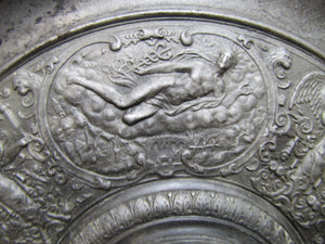 Antique Mythological Characters Scenes Decorative Arts High Relief Metal Charger Plaque Grand Tour Design Style Ornate