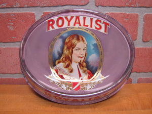 ROYALIST Antique CIGAR Advertising Glass Change Receiver Tray Sign Store Display BRUNHOFF MFG CINCINNATI OHIO
