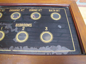 Antique SERVANT BUTLER Room Call Box Reverse Glass Front Door Drawing Room Dining Bathroom Bedrooms 1 2 3