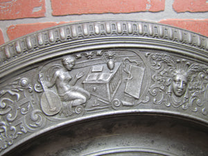 Antique Mythological Characters Scenes Decorative Arts High Relief Metal Charger Plaque Grand Tour Design Style Ornate