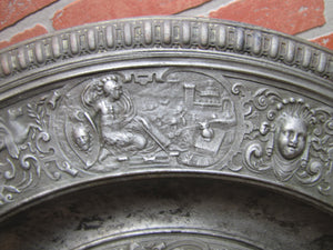 Antique Mythological Characters Scenes Decorative Arts High Relief Metal Charger Plaque Grand Tour Design Style Ornate