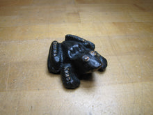 Load image into Gallery viewer, WYATT MFG Co SALINA KANS Antique Cast Iron Frog Figural Paperweight Sign Farm Machinery Company Advertising
