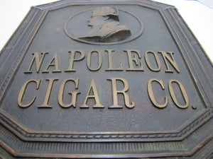 NAPOLEON CIGAR CO Antique Bronze Cigar Store Display Advertising Sign Plaque PRICE BROS CHICAGO