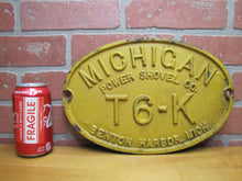 Load image into Gallery viewer, MICHIGAN POWER SHOVEL Co BENTON HARBROR MICH Old Cast Iron Advertising Plaque Sign Truck Crane
