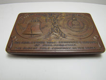 Load image into Gallery viewer, 1920s REAL ESTATE TITLE INS &amp; TRUST Co PHILADELPHIA Old Bronze Advertising Paperweight SESQUI-CENTENNIAL SEMI-CENTENNIAL
