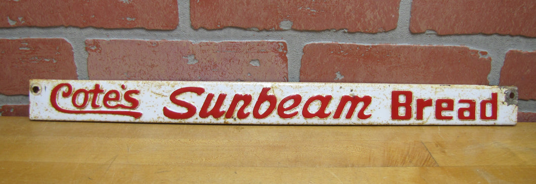 CONTE'S SUNBEAM BREAD Old Embossed Metal Advertising Sign Door Push Display Rack