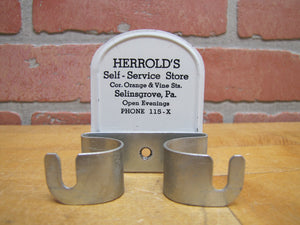 HERROLD'S SELF-SERVICE STORE SELINSGROVE PA Old Broom Utensil Holder Sign Ad