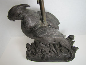 19c P COMOLERA Fighting Cock Bird Small Vermin Eggs Antique French Statue Lamp Paul Comolera (1818-1897)